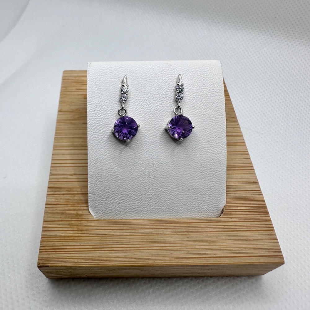 Amethyst sterling s925 drop earrings